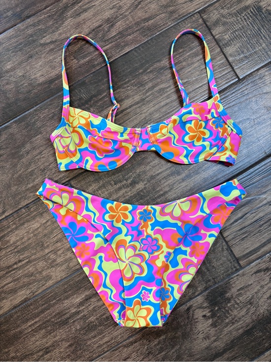 Kulani Kinis Other - Kulani Kinis Floral Retro Two-Piece Bikini - Pink, Yellow, Blue, Orange